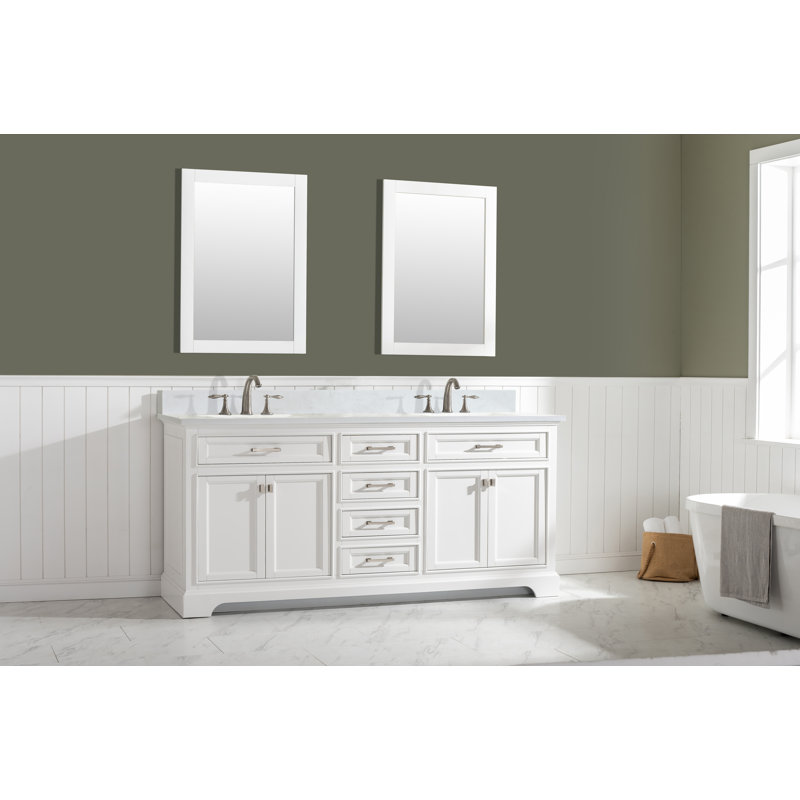 Beachcrest Home Zoila 72'' Double Bathroom Vanity with Quartz Top ...